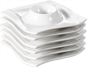 img 4 attached to Set Of 6 MALACASA Egg Stand Holders | White Porcelain | 4.5-Inch Serving Tray | Series Amparo