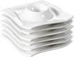 set of 6 malacasa egg stand holders | white porcelain | 4.5-inch serving tray | series amparo logo