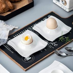 img 2 attached to Set Of 6 MALACASA Egg Stand Holders | White Porcelain | 4.5-Inch Serving Tray | Series Amparo