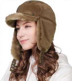 img 4 attached to Fancet Womens Winter Faux Fur Wool Blend Trapper Hat With Earflap Strapback Dad Cap Style