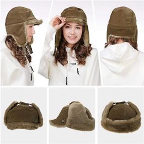 img 3 attached to Fancet Womens Winter Faux Fur Wool Blend Trapper Hat With Earflap Strapback Dad Cap Style