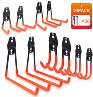 10 pack heavy duty steel garage storage utility double hooks - anti slip design for organizing large power tools, ladders, chairs, bikes & more logo