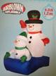 4' inflatable snowman on sled outdoor christmas decoration logo