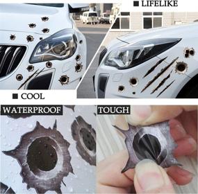 img 2 attached to 🚗 Car Hood Front Decorations - Lifelike 3D Fade Bullet Holes Stickers, Funny Automotive Tattoo Decals, Waterproof Door Horrifying Protective Seal - Accessories for Cover, 11.4''x9''