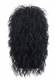 img 1 attached to Men'S Long Curly Black Rocker Metal Wig - 70S 80S Halloween Costume Anime Party