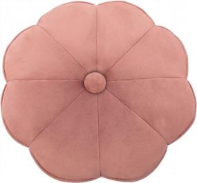 img 1 attached to Dreamy Dusty Pink Velvet Vanity Stool With Floral Ottoman Pouf And Metal Legs - Perfect For Girls' Bedroom Or Living Room