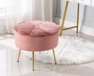 dreamy dusty pink velvet vanity stool with floral ottoman pouf and metal legs - perfect for girls' bedroom or living room logo