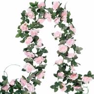 beautiful pink artificial rose garland for home, office, and garden decoration - 4pcs (30ft) of high-quality vine hanging roses for weddings, parties, and events logo