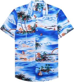 img 4 attached to Alimens Gentle Cotton Regular Hawaiian Men's Clothing - Shirts