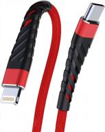 сертифицированный apple mfi кабель 6ft usb c-lightning для iphone 12/12 mini/12 pro/11 pro max/x/xs/xr/8, ipad 8th 2020 — красный шнур для зарядки логотип