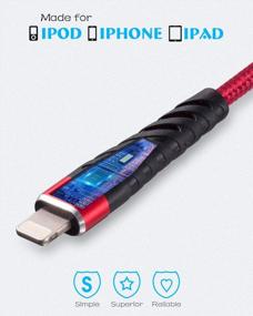 img 1 attached to Сертифицированный Apple MFi кабель 6FT USB C-Lightning для IPhone 12/12 Mini/12 Pro/11 Pro Max/X/XS/XR/8, iPad 8th 2020 — красный шнур для зарядки