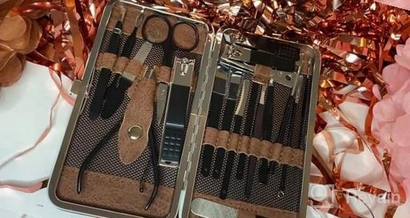 img 1 attached to 18-Piece Professional Manicure & Pedicure Set - Yougai Stainless Steel Grooming Kit With Luxurious Travel Case (Brown) review by Matt Ellis