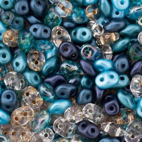 img 4 attached to Discover The Vibrant Brilliance Of SuperDuo 2 Hole Beads - Caribbean Seas Mix