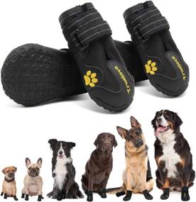 img 4 attached to 🐾 EXPAWLORER Waterproof Dog Shoes - Reflective Rugged Anti-Slip Sole, Paw Protector, Dog Booties for Outdoor Walking - Ideal for Small to Large Dogs