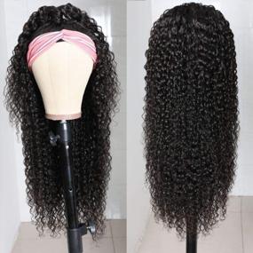 img 3 attached to Pizazz HeadBand Wig Human Hair Curly Human Hair Wigs For Black Women 150% Density None Lace Front Wigs Human Hair Easy Wear Machine Made Wigs Natural Color (18'', Curly Headband Wig)