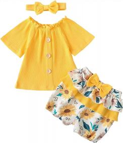 img 4 attached to Toddler Girl Sunflower Outfit Ruffle Sleeve Shirt Floral Pant Set Fall Winter Baby Clothing