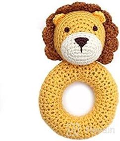 img 1 attached to Cheengoo Organic Bamboo Crocheted Lion Ring Rattle: Sustainable Fun for Babies