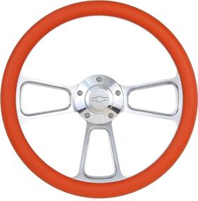 img 4 attached to 🍊 Orange Steering Wheel 14 Inch Aluminum: Chevy Installation Adapter & Horn Included!