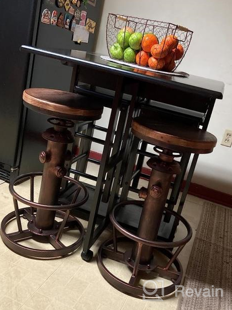 img 1 attached to Adjustable 25-31In Industrial Swivel Bar Stools Kitchen Island Dining Chairs Wooden Seat Counter Height review by Darlene Thomas