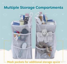 img 1 attached to 👶 Hanging Diaper Caddy - Nursery Diaper Organizer with Pockets - Gray, 19.5 x 13.5 inches