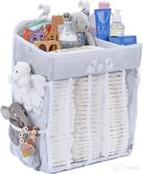 👶 hanging diaper caddy - nursery diaper organizer with pockets - gray, 19.5 x 13.5 inches логотип