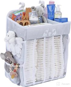 img 4 attached to 👶 Hanging Diaper Caddy - Nursery Diaper Organizer with Pockets - Gray, 19.5 x 13.5 inches