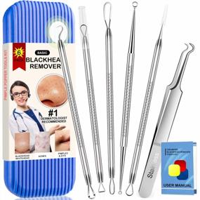 img 4 attached to 6-Piece Blackhead Remover Tool Kit For Extracting Acne, Whiteheads, Pimples, Zits & Clogged Pores - Includes Organized Storage Case.