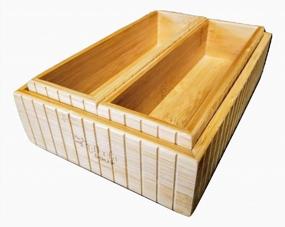 img 1 attached to Бамбуковый кухонный ящик с 3 ящиками - органайзер для домашнего офиса, держатель для аксессуаров для хранения на столешнице.