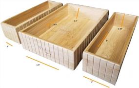 img 2 attached to Бамбуковый кухонный ящик с 3 ящиками - органайзер для домашнего офиса, держатель для аксессуаров для хранения на столешнице.