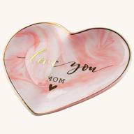 vilight pink heart ceramic jewelry tray key holder ring dish - love you mom gifts from daughter and son - large size 5.5 inches logo