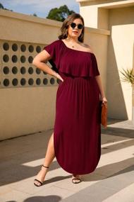 img 3 attached to Flaunt Your Curves In Style With POSESHE'S Off Shoulder Ruffle Plus Size Maxi Dress For Beach Parties