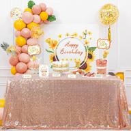 queendream sequin tablecloth 60x102 inches rose gold tablecloth sparkly glitter cake tablecloth for wedding birthday party decorations logo