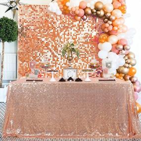 img 3 attached to QueenDream Sequin Tablecloth 60X102 Inches Rose Gold Tablecloth Sparkly Glitter Cake Tablecloth For Wedding Birthday Party Decorations