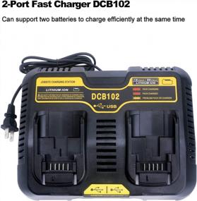 img 1 attached to Biswaye DCB102 Dual Battery Charger Station With USB Port Compatible With DEWALT 12V-20V MAX Lithium Batteries (DCB206, DCB207, DCB609, DCB120, And DCB124)