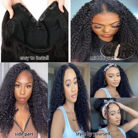 img 1 attached to 16 Inch Brazilian Kinky Curly V Part Human Hair Wig For Black Women - No Leave Out Lace Front, Deep Curly Upgrade U Part Glueless Full Head Clip-In Half Wigs 150% Density