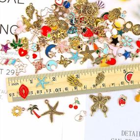 img 3 attached to 💍 220Pcs Assorted Gold Plated Enamel Charms Necklace Bracelet Pendants by SANNIX for Valentine's Day DIY Jewelry Making and Crafting