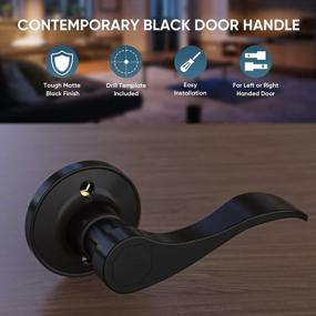 img 1 attached to TICONN Black Door Handle - Traditional Wave Style Matte Black Reversible Lever For Interior Doors & Closets (Dummy, 1-Pack W/ Screws On Lever Side)