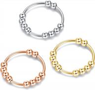 adramata set of 3 surgical steel fidget rings for women's anxiety relief - colorful rings with spinner beads for stress and anxiety management logo