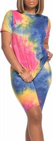 img 4 attached to Trendy Tie Dye 2 Piece Outfits: Bodycon Short Pants Set For Women
