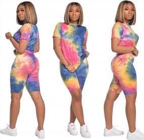 img 3 attached to Trendy Tie Dye 2 Piece Outfits: Bodycon Short Pants Set For Women