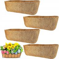 24 inch coco liners for planters, horse trough coconut hanging basket window box trough planter (4 packs) logo