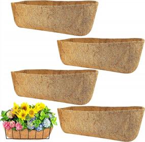 img 4 attached to 24 Inch Coco Liners For Planters, Horse Trough Coconut Hanging Basket Window Box Trough Planter (4 Packs)