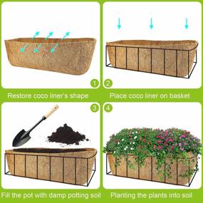 img 2 attached to 24 Inch Coco Liners For Planters, Horse Trough Coconut Hanging Basket Window Box Trough Planter (4 Packs)