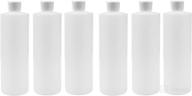 set of 6 plastic squeeze bottles - 16 oz capacity, flip top dispenser caps - ideal for liquids, oils, shampoos (white caps) логотип