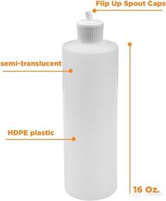 img 2 attached to Set of 6 Plastic Squeeze Bottles - 16 oz Capacity, Flip Top Dispenser Caps - Ideal for Liquids, Oils, Shampoos (White Caps)