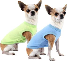 img 4 attached to SyChien Dog Lightweight Shirts - Cool Summer T-Shirts for Dogs, Soft Pet Sleeveless Blank Clothing - Chihuahua Costumes for Puppy Kitty Cats, 2 Pack, XS (Blue Green)
