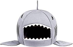 img 3 attached to 🐱 Hot Cat Mat Shark-Shaped Kennel Kitten Bed: Cozy, Dual-Use Shark Bed for Small Cat & Dog Cave - Removable, Light Grey