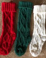 img 1 attached to 6 Pack 18" Large Cable Knit Christmas Stockings With Name Tags - Burgundy Red, Ivory White, Green Chunky Hand Stockings review by Michael Thaxton