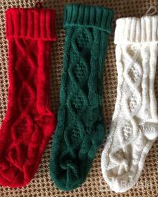 img 5 attached to 6 Pack 18" Large Cable Knit Christmas Stockings With Name Tags - Burgundy Red, Ivory White, Green Chunky Hand Stockings