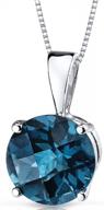 подвеска с натуральным голубым топазом для женщин из твердого белого золота 14 карат: пасьянс peora round pourthstone gemstone, размер 8 мм, общий вес 2,50 карата логотип
